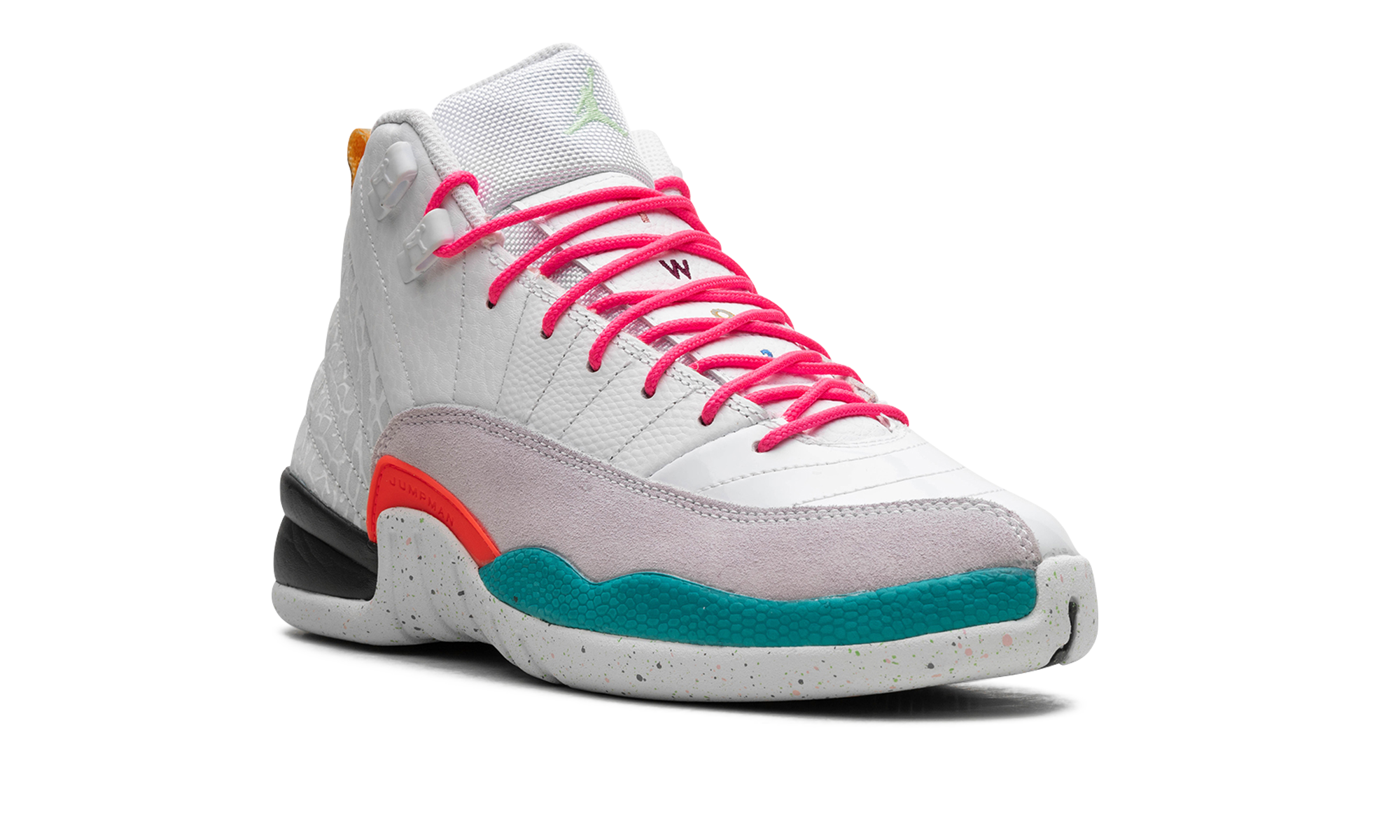 jordan 12 retro white vapor green gs+153265-130+diagnol right view