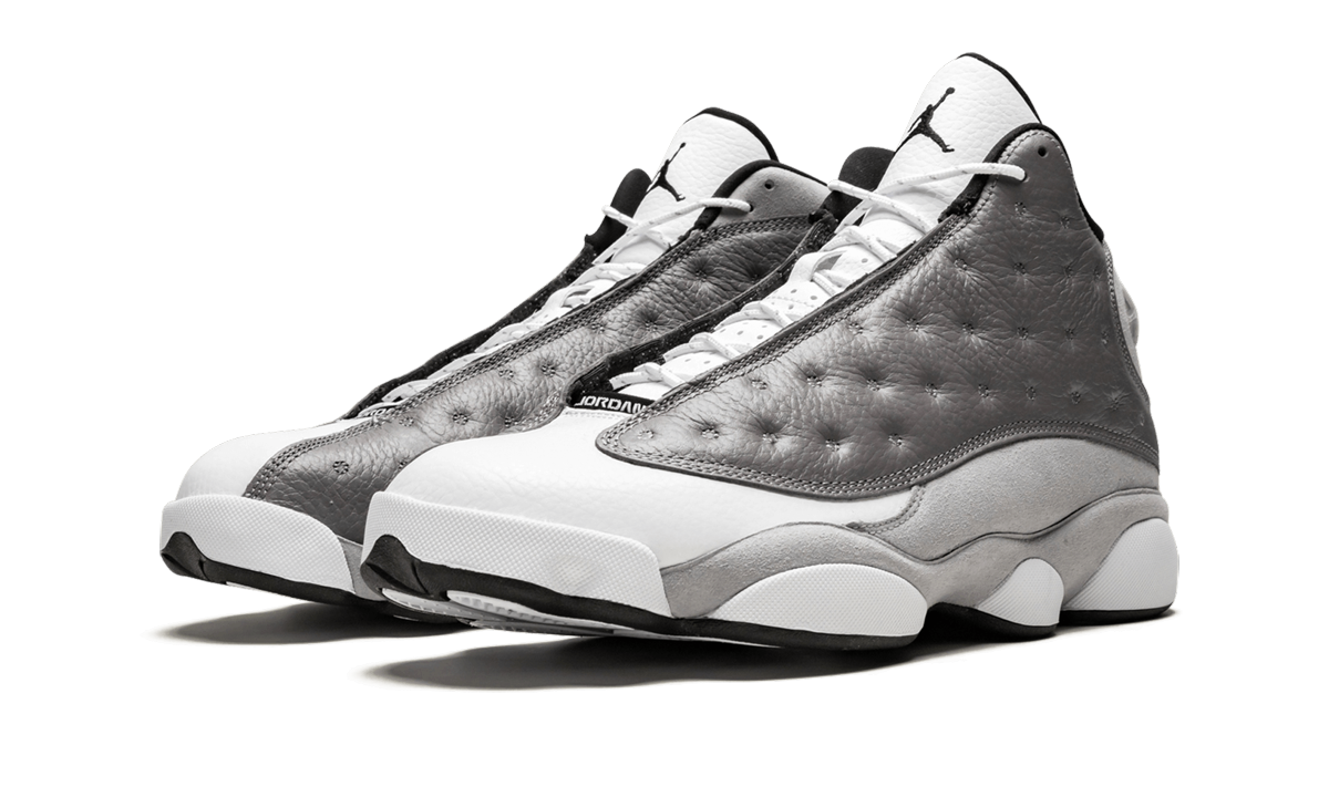 jordan 13 retro atmosphere grey+414571-016+diagnol left view