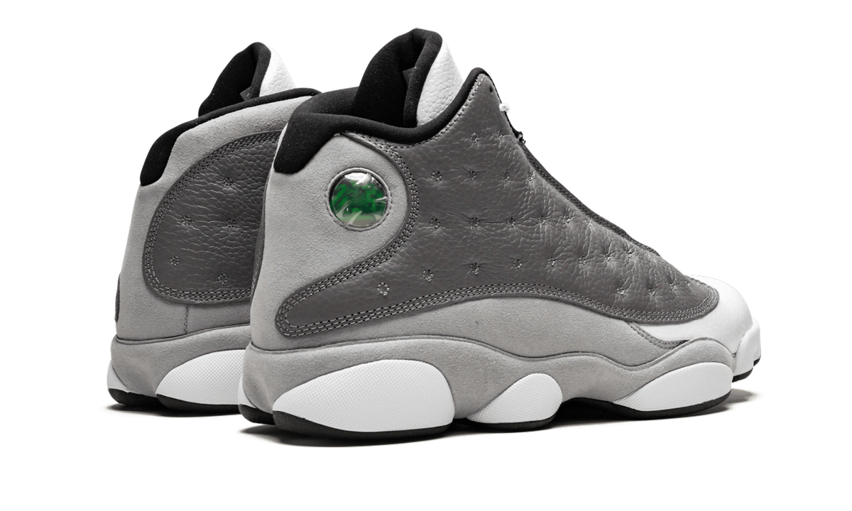 jordan 13 retro atmosphere grey+414571-016+diagnol right behind view