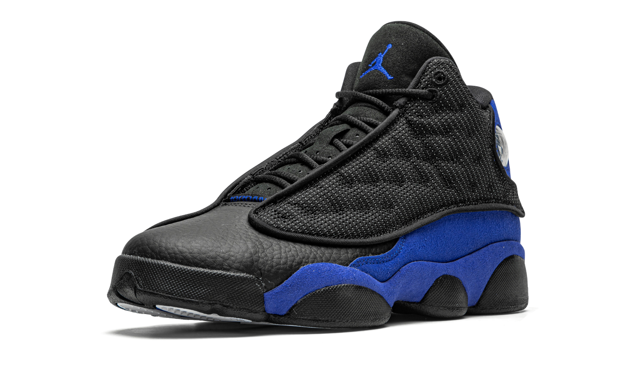 jordan 13 retro black hyper royal gs+884129-040+left diagnol single view