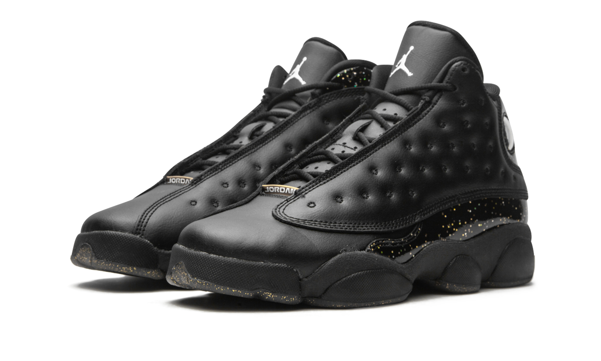 jordan 13 retro black metallic gold gs+DC9443-007+diagnol left view