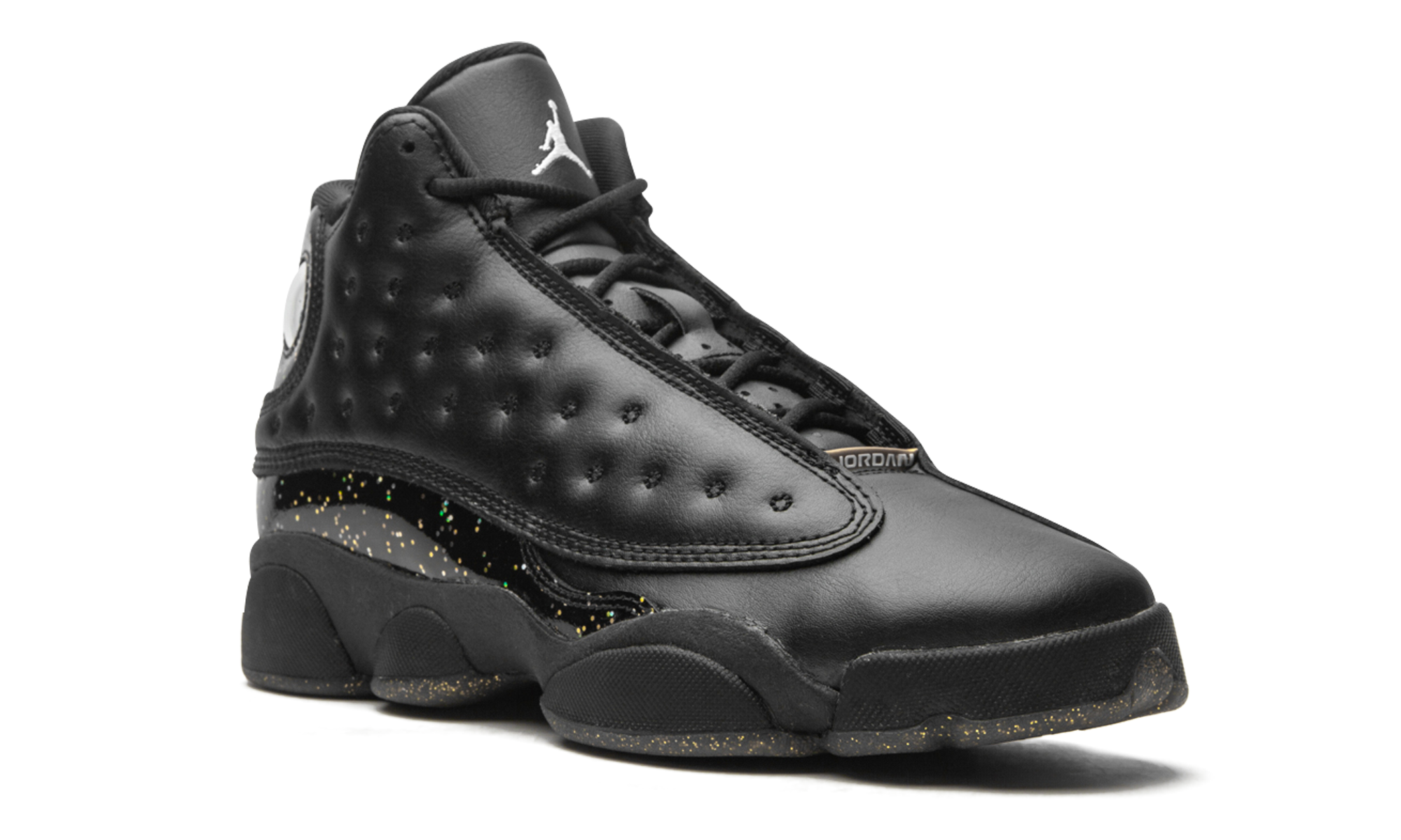 jordan 13 retro black metallic gold gs+DC9443-007+diagnol right view