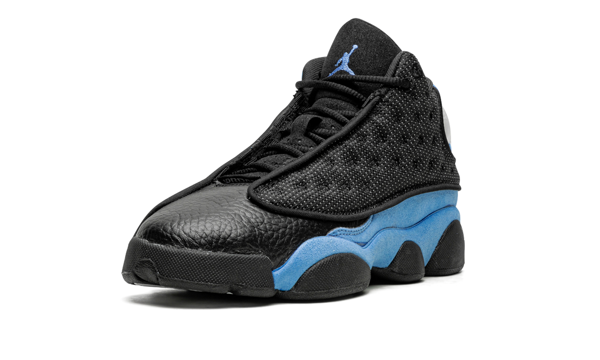 jordan 13 retro black university blue gs+884129-041+left diagnol single view