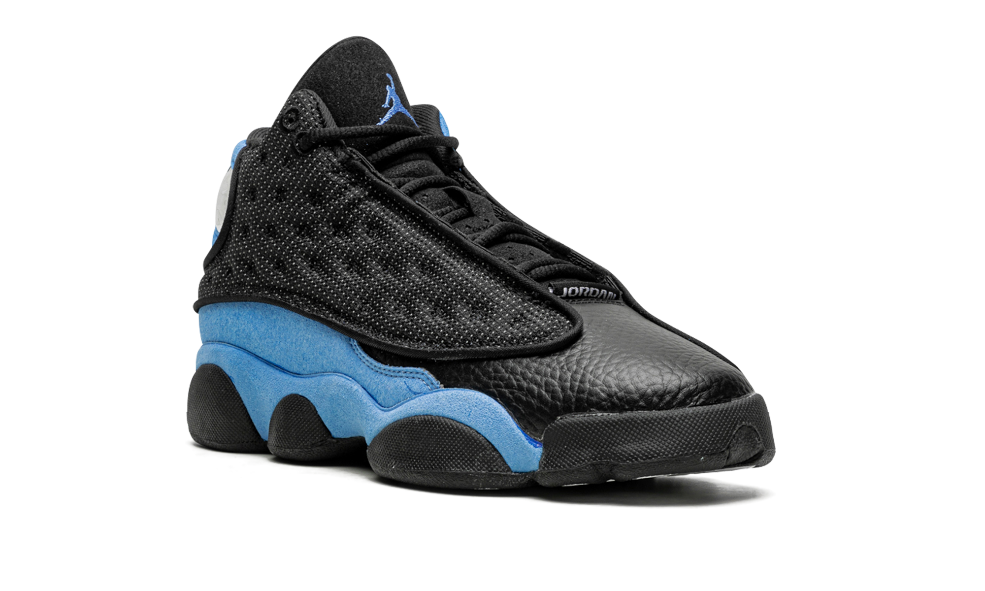 jordan 13 retro black university blue gs+884129-041+diagnol right view