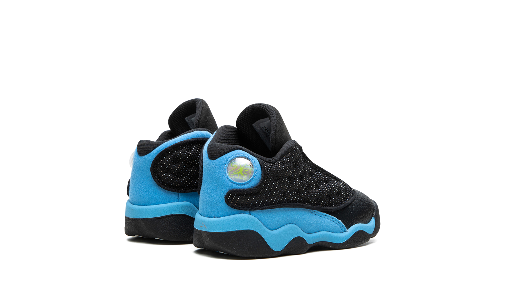 jordan 13 retro black university blue td+414581-041+diagnol right behind view