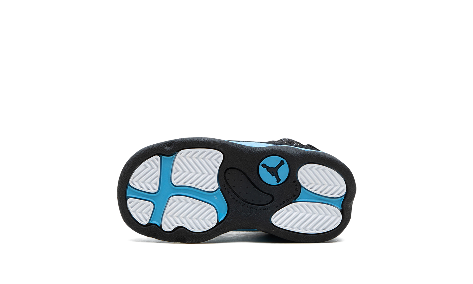 jordan 13 retro black university blue td+414581-041+bottom view