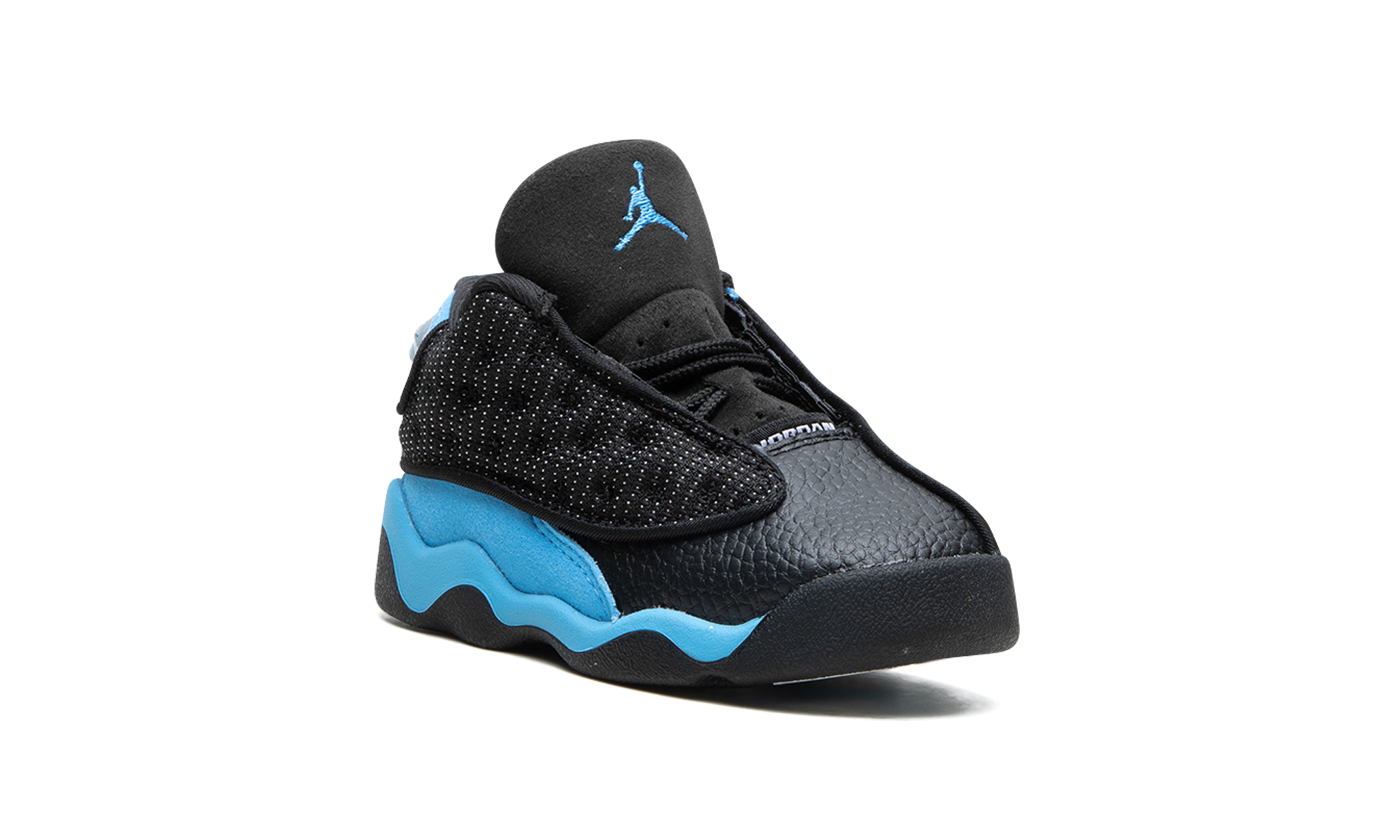 jordan 13 retro black university blue td+414581-041+diagnol right view