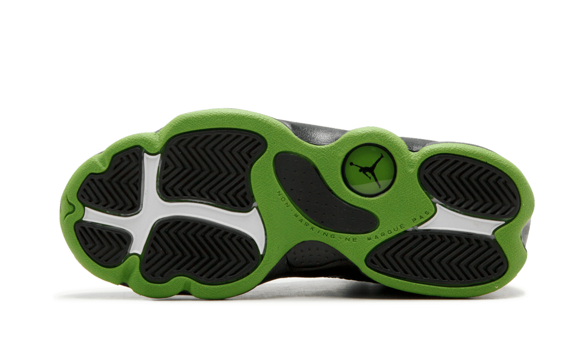 jordan 13 retro black white altitude green ps+414575-042+bottom view