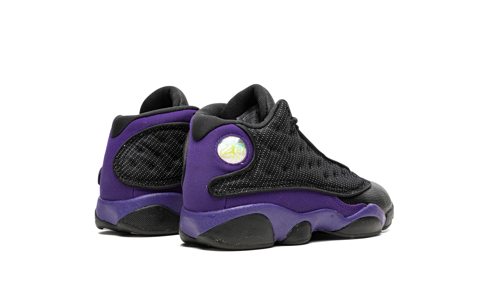 jordan 13 retro court purple ps+414575-015+diagnol right behind view