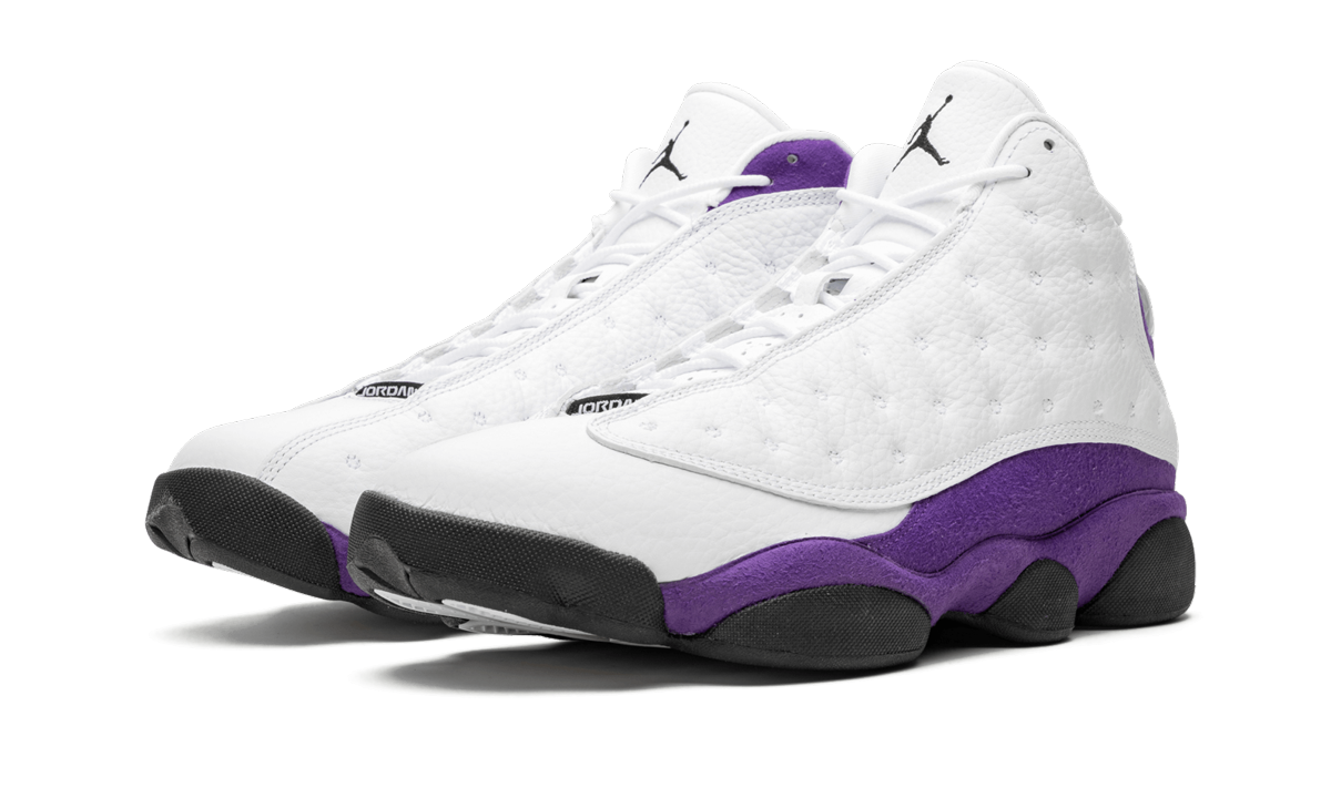 jordan 13 retro lakers+414571-105+diagnol left view