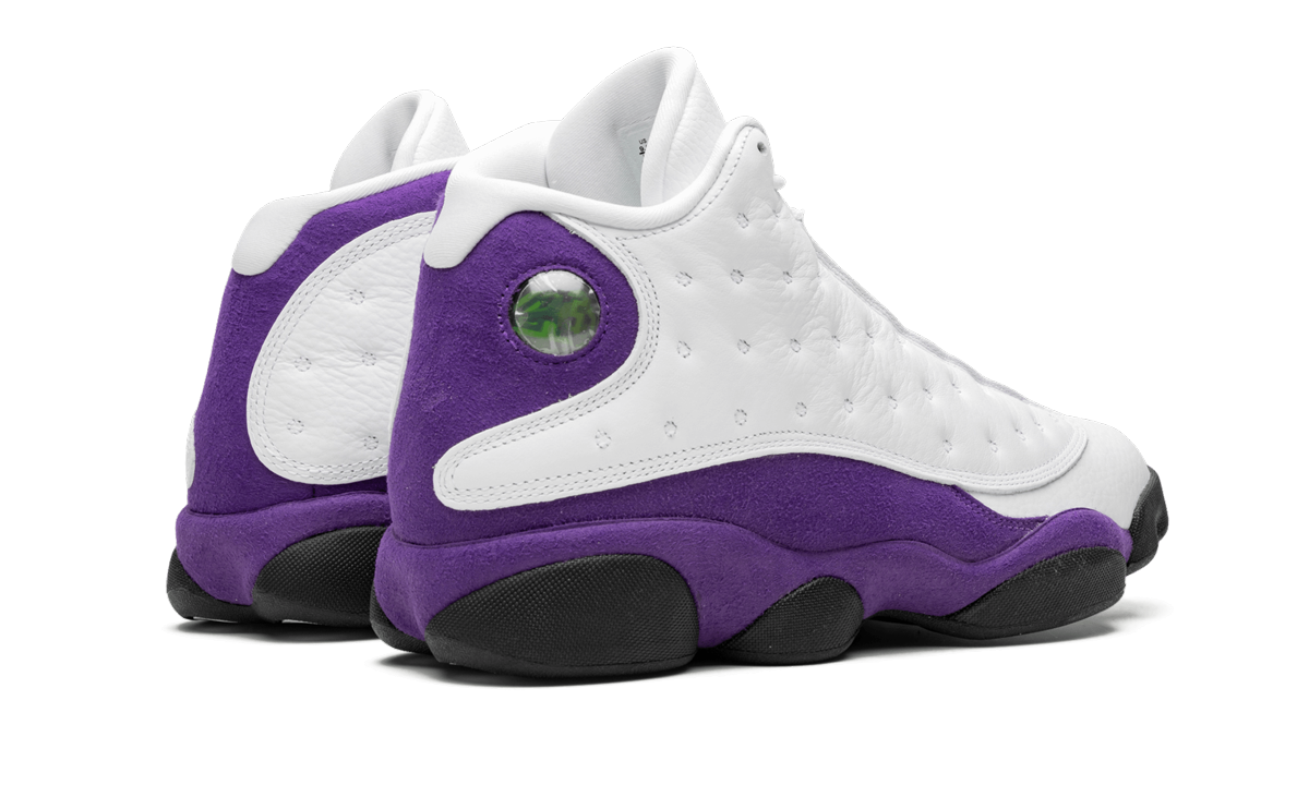 jordan 13 retro lakers+414571-105+diagnol right behind view