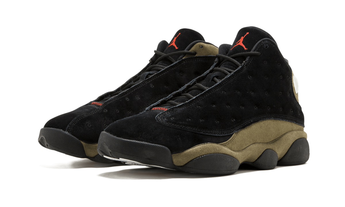 jordan 13 retro olive+414571-006+diagnol left view