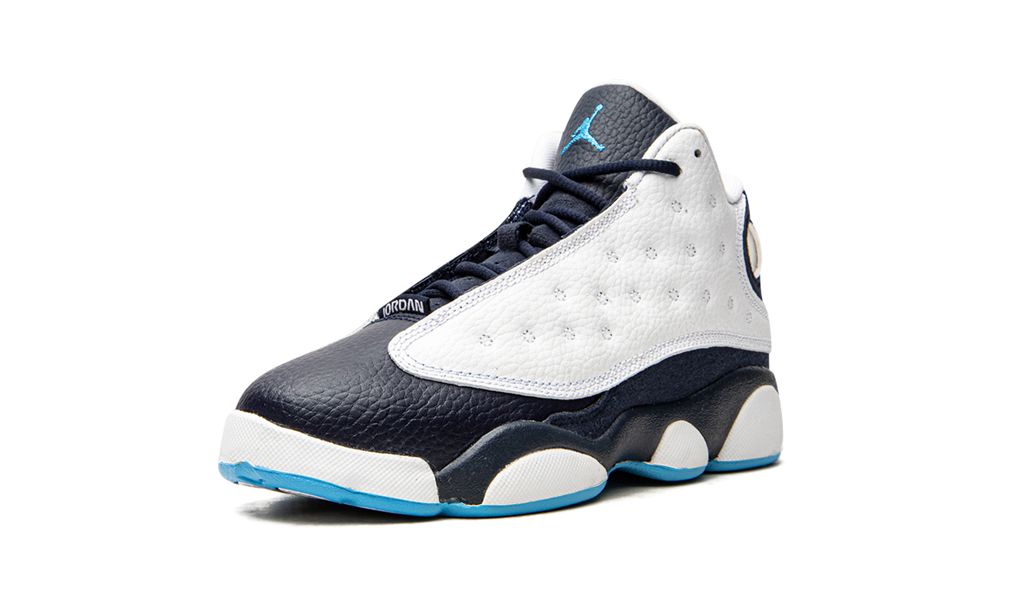 jordan 13 retro white obsidian powder blue ps+DJ3005-144+left diagnol single view