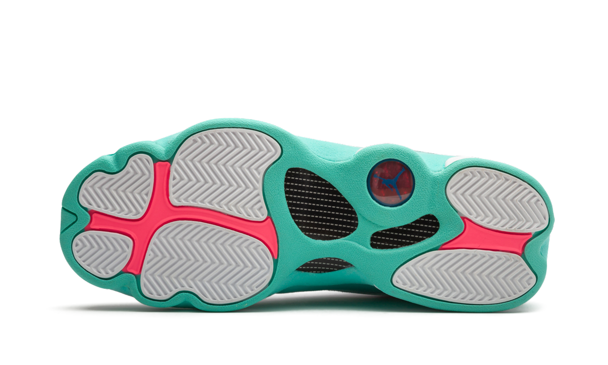 jordan 13 retro white soar green pink gs+439358-100+bottom view