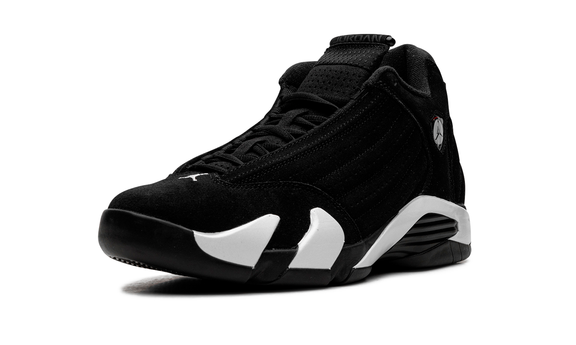 jordan 14 retro black white+487471-016+left diagnol single view