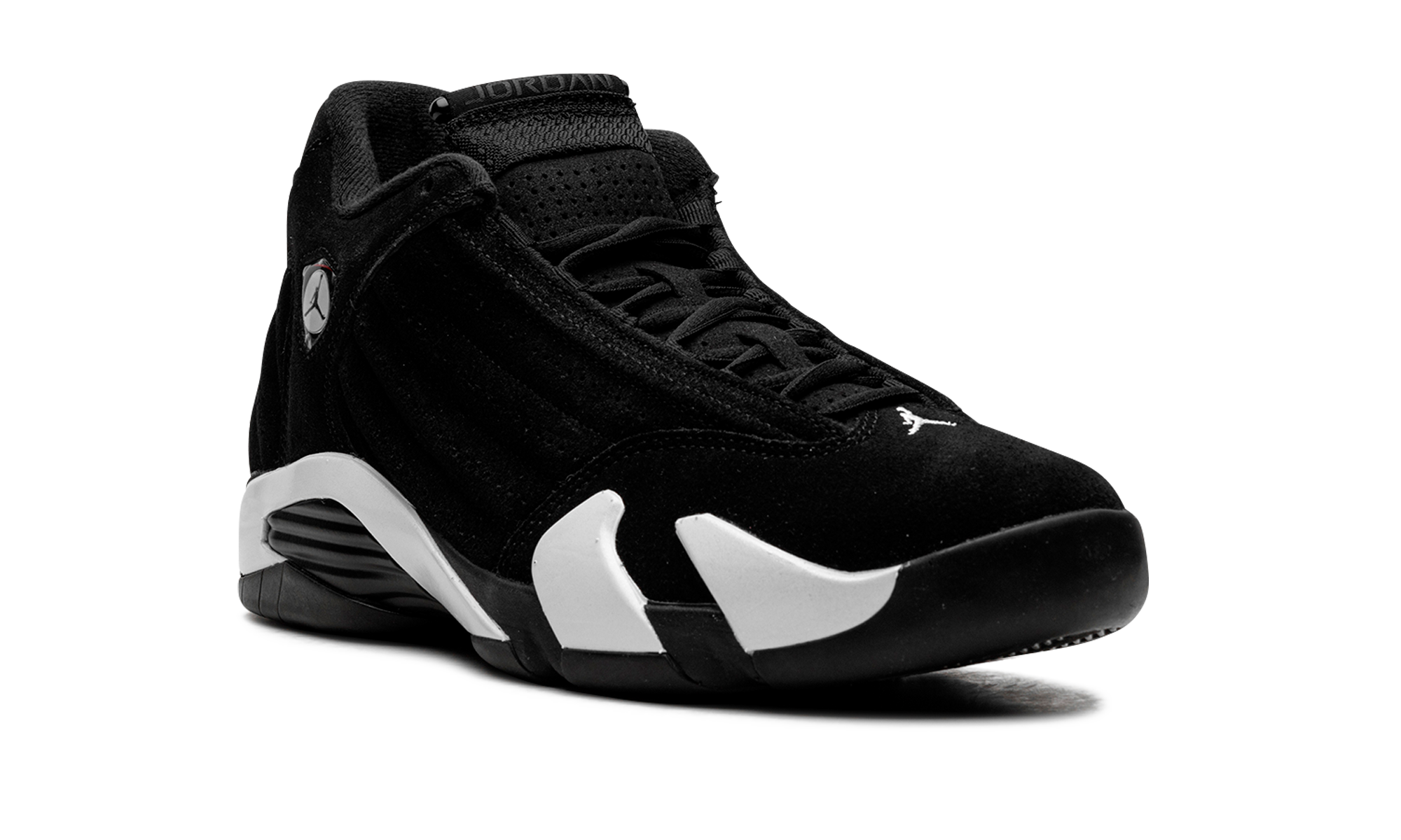 jordan 14 retro black white+487471-016+diagnol right view