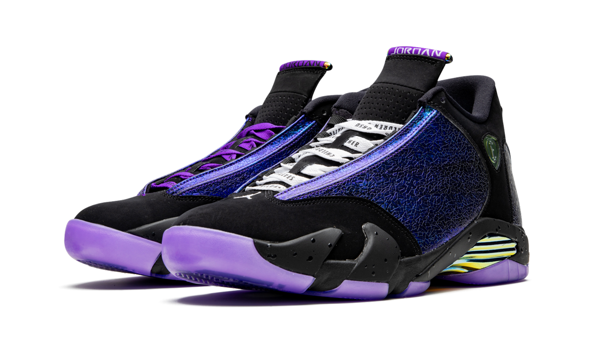 jordan 14 retro doernbecher 2019+CV2469-001+diagnol left view