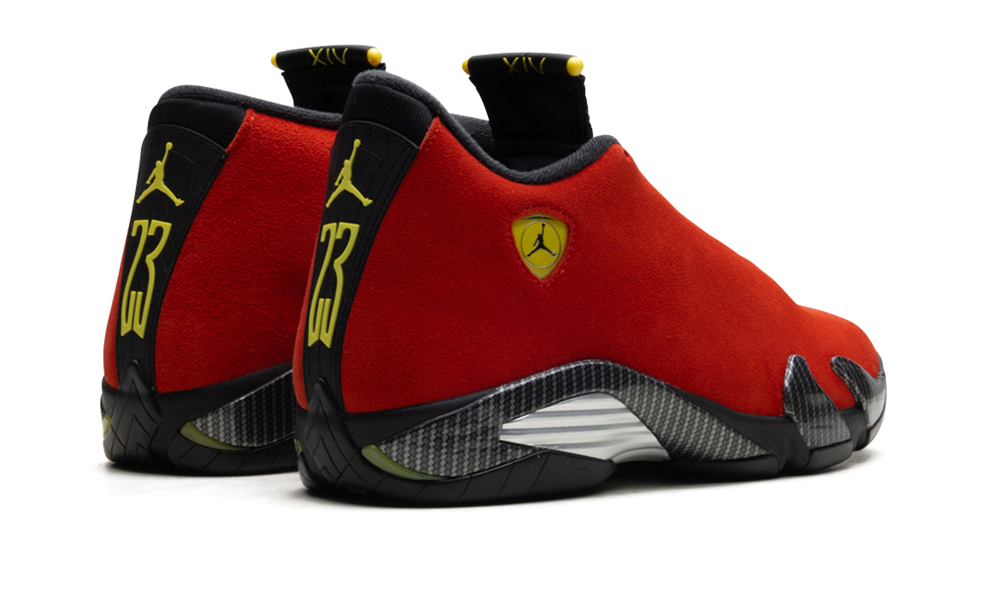 jordan 14 retro ferrari 2025+IF5015-600+diagnol right behind view