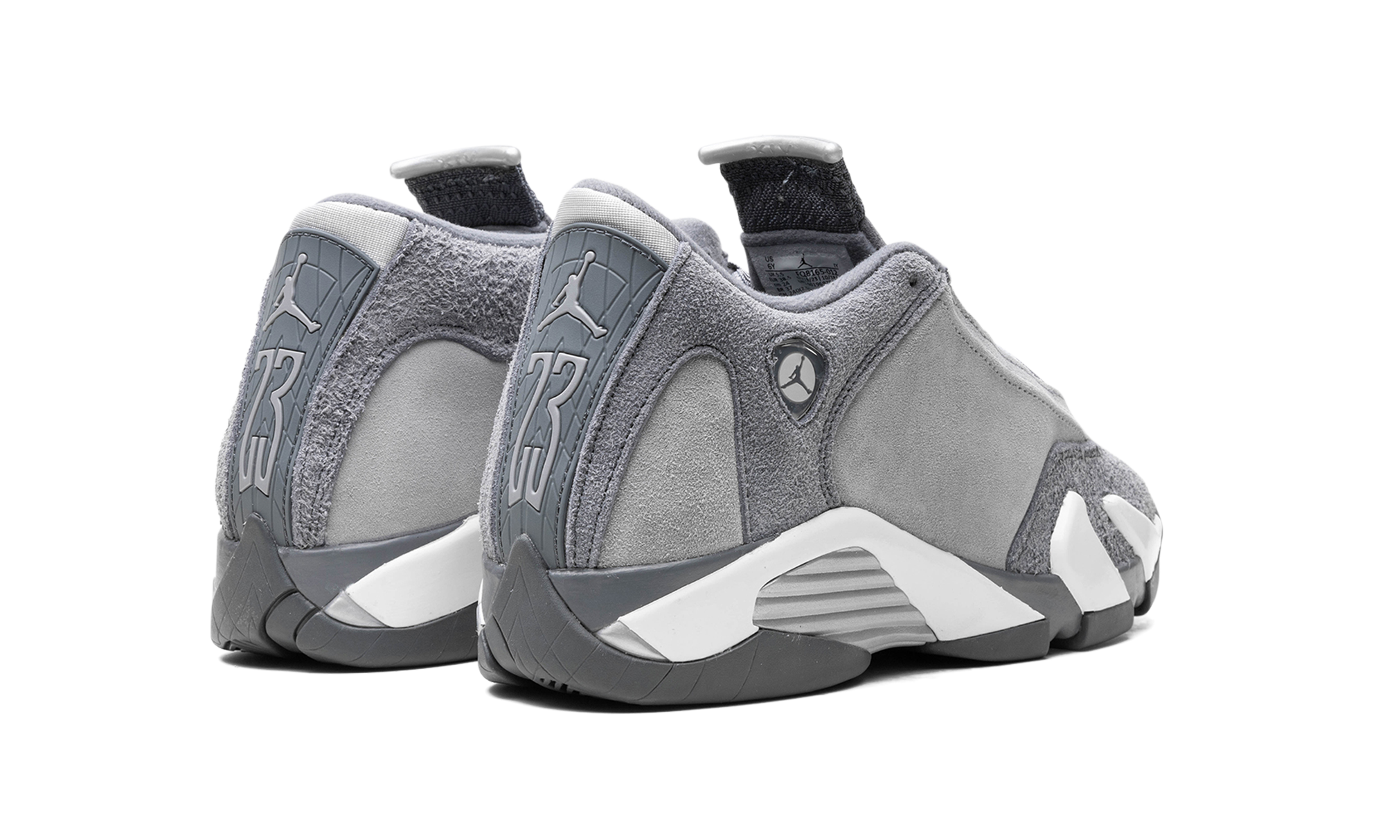 jordan 14 retro flint grey gs+FQ8165-012+diagnol right behind view