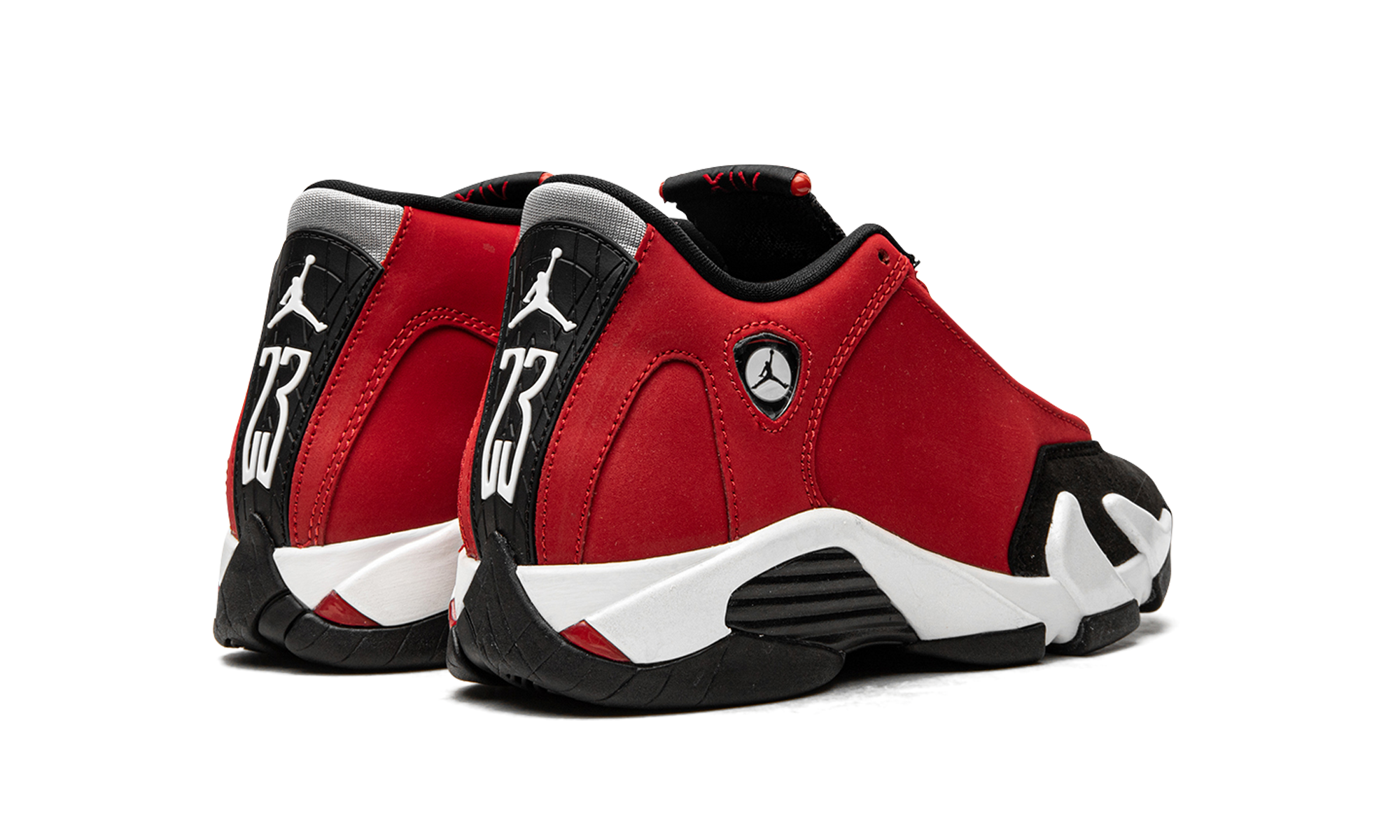 jordan 14 retro gym red toro gs+487524-006+diagnol right behind view