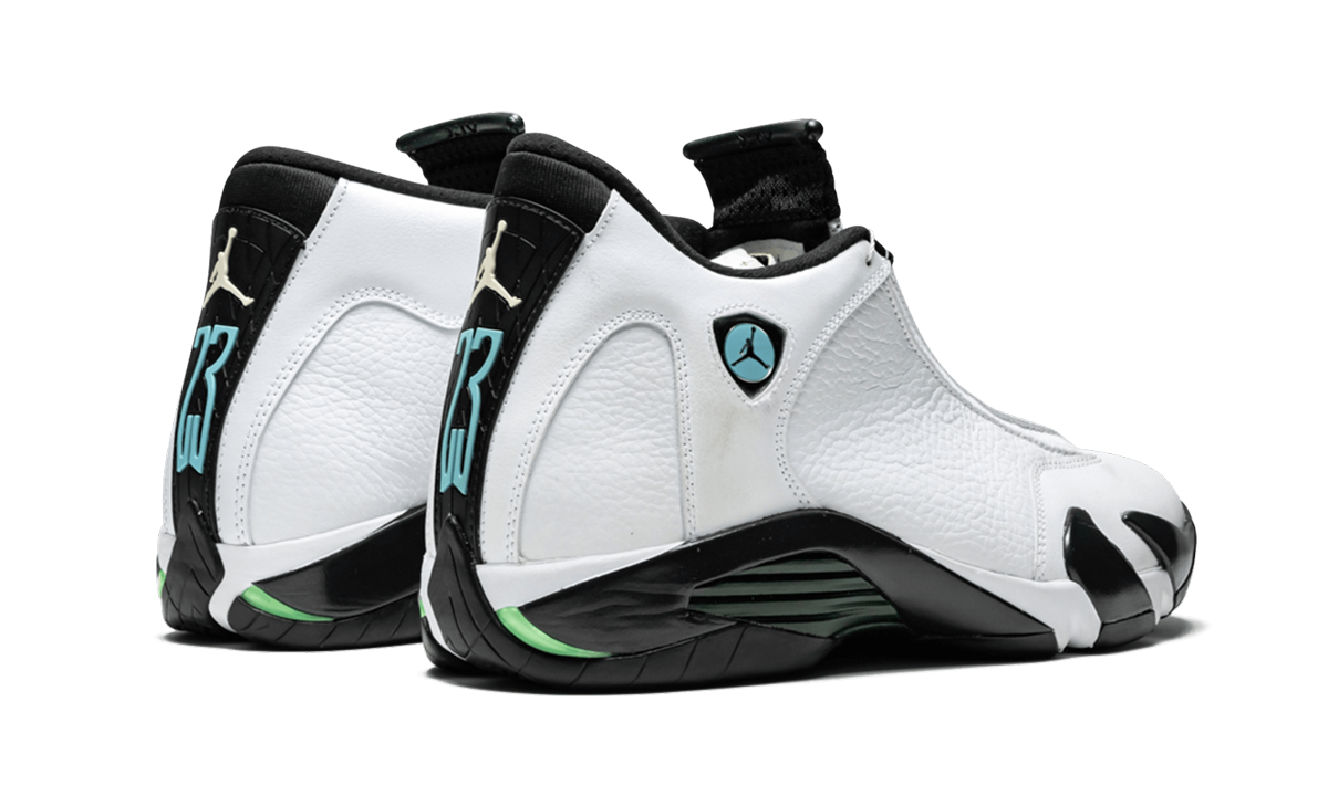jordan 14 retro oxidized green 2016+487471-106+diagnol right behind view