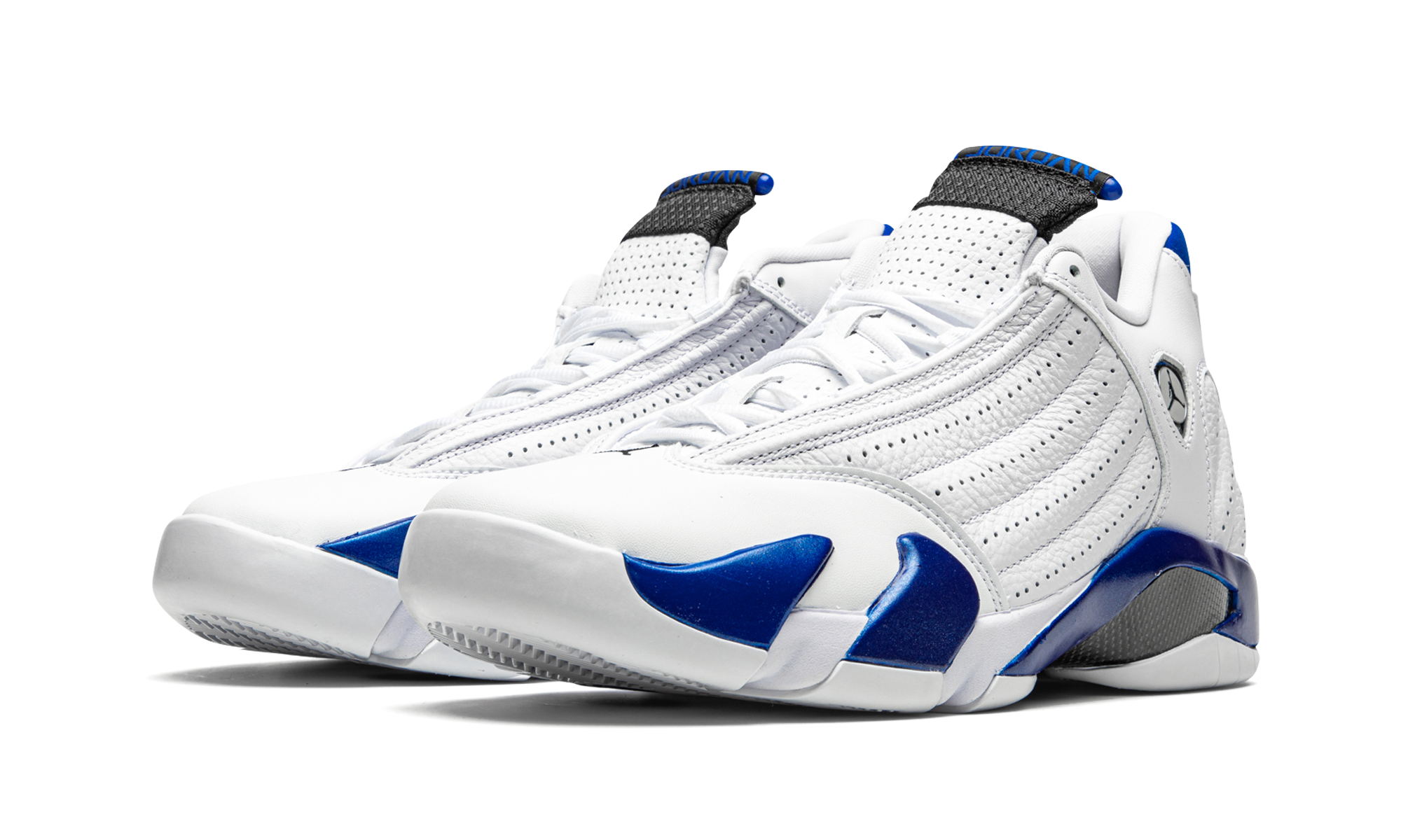 jordan 14 retro white hyper royal+487471-104+diagnol left view