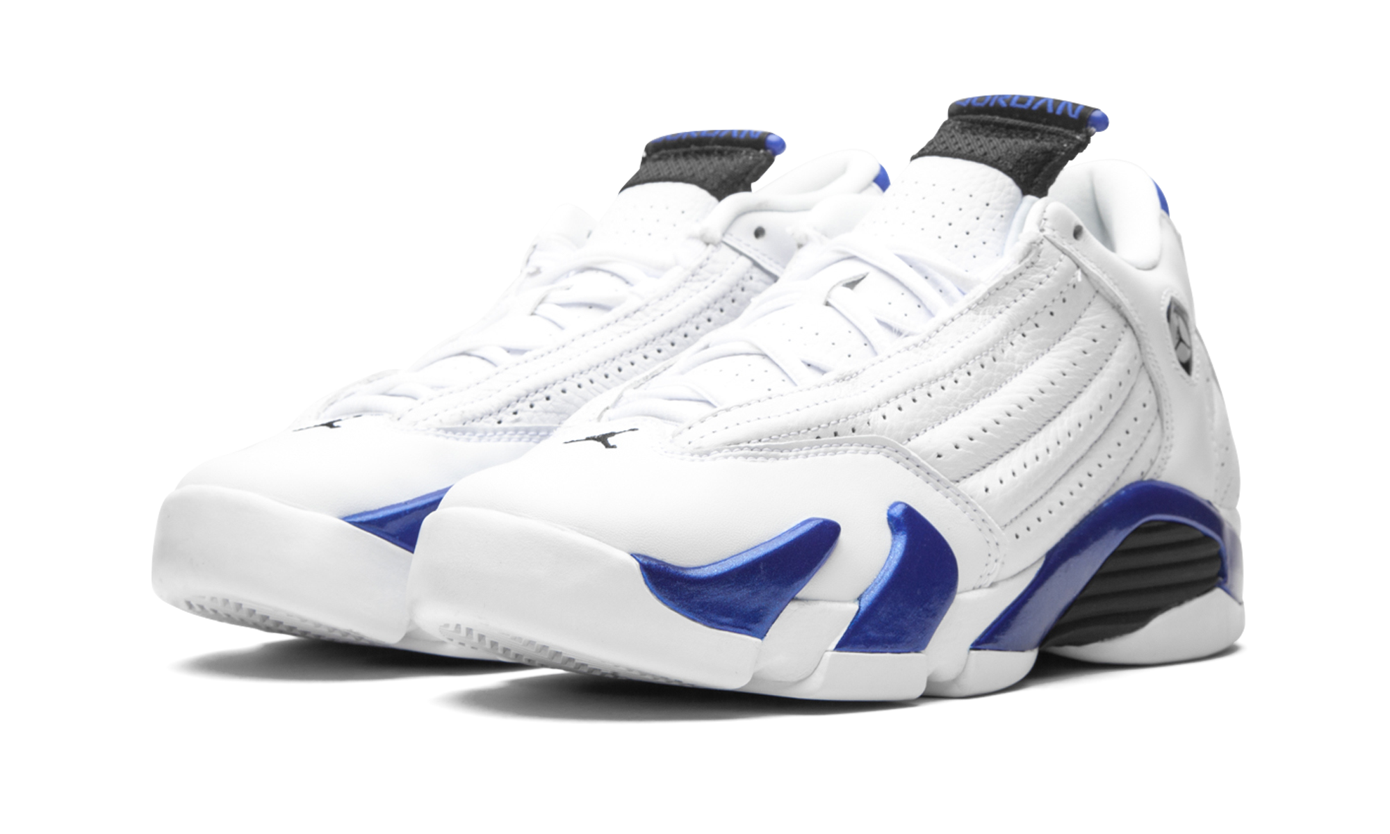 jordan 14 retro white hyper royal gs+487524-104+diagnol left view