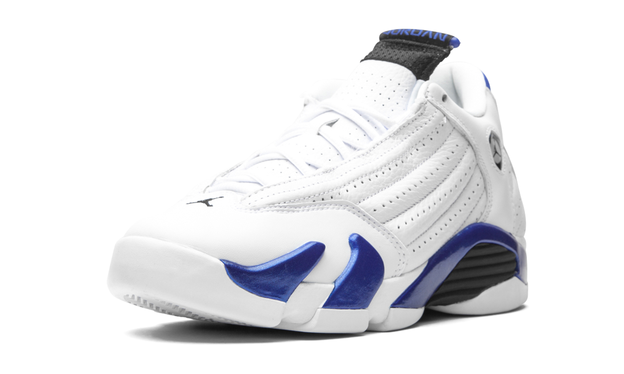 jordan 14 retro white hyper royal gs+487524-104+left diagnol single view