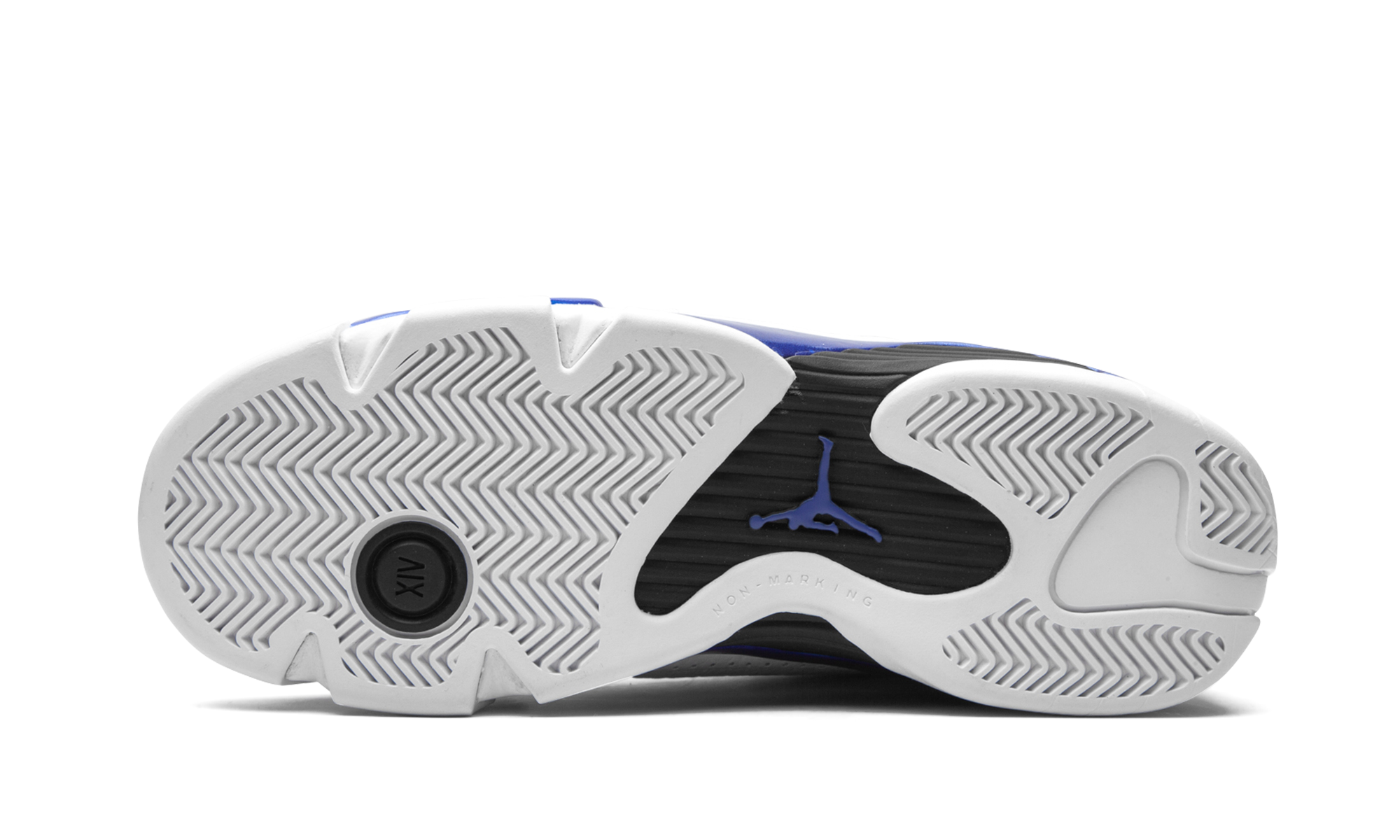 jordan 14 retro white hyper royal gs+487524-104+bottom view