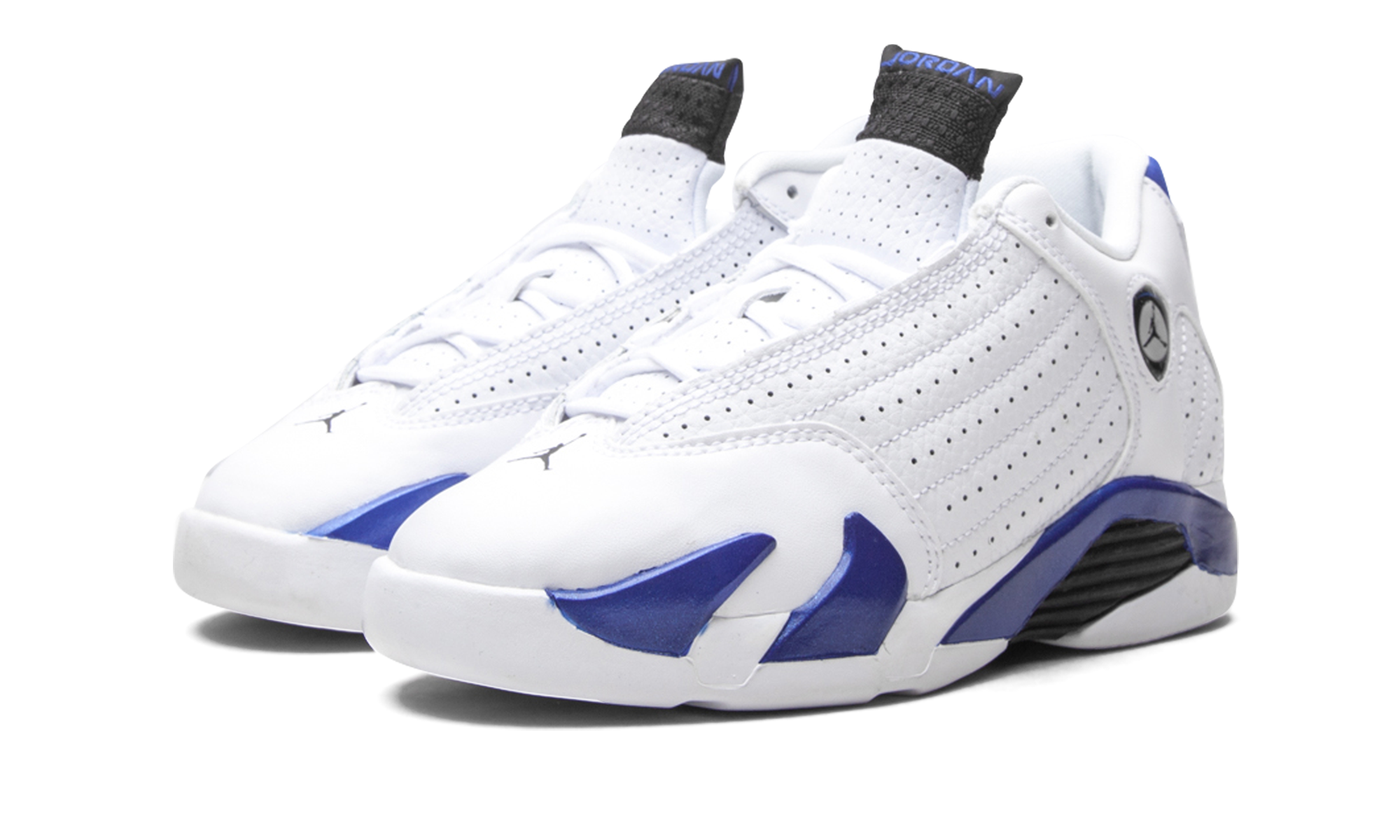 jordan 14 retro white hyper royal ps+312092-104+diagnol left view