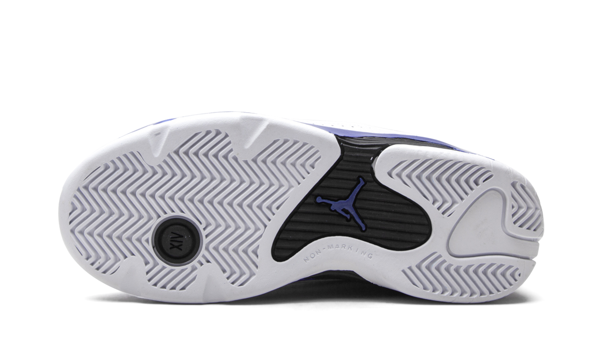 jordan 14 retro white hyper royal ps+312092-104+bottom view