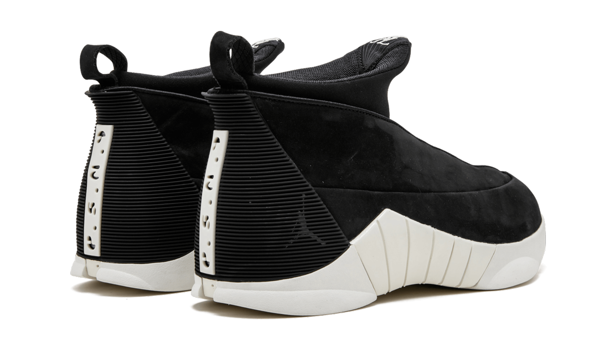 jordan 15 retro psny black suede+921194-011+diagnol right behind view