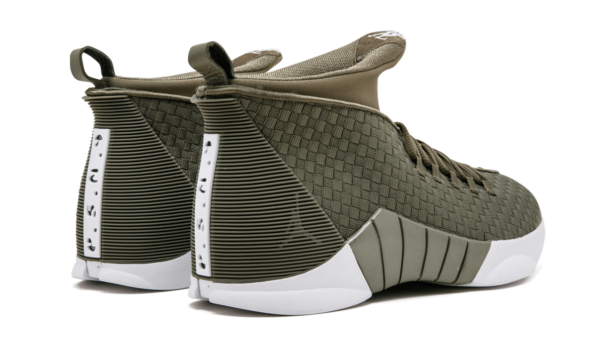 jordan 15 retro psny woven olive+AO2568-200+diagnol right behind view