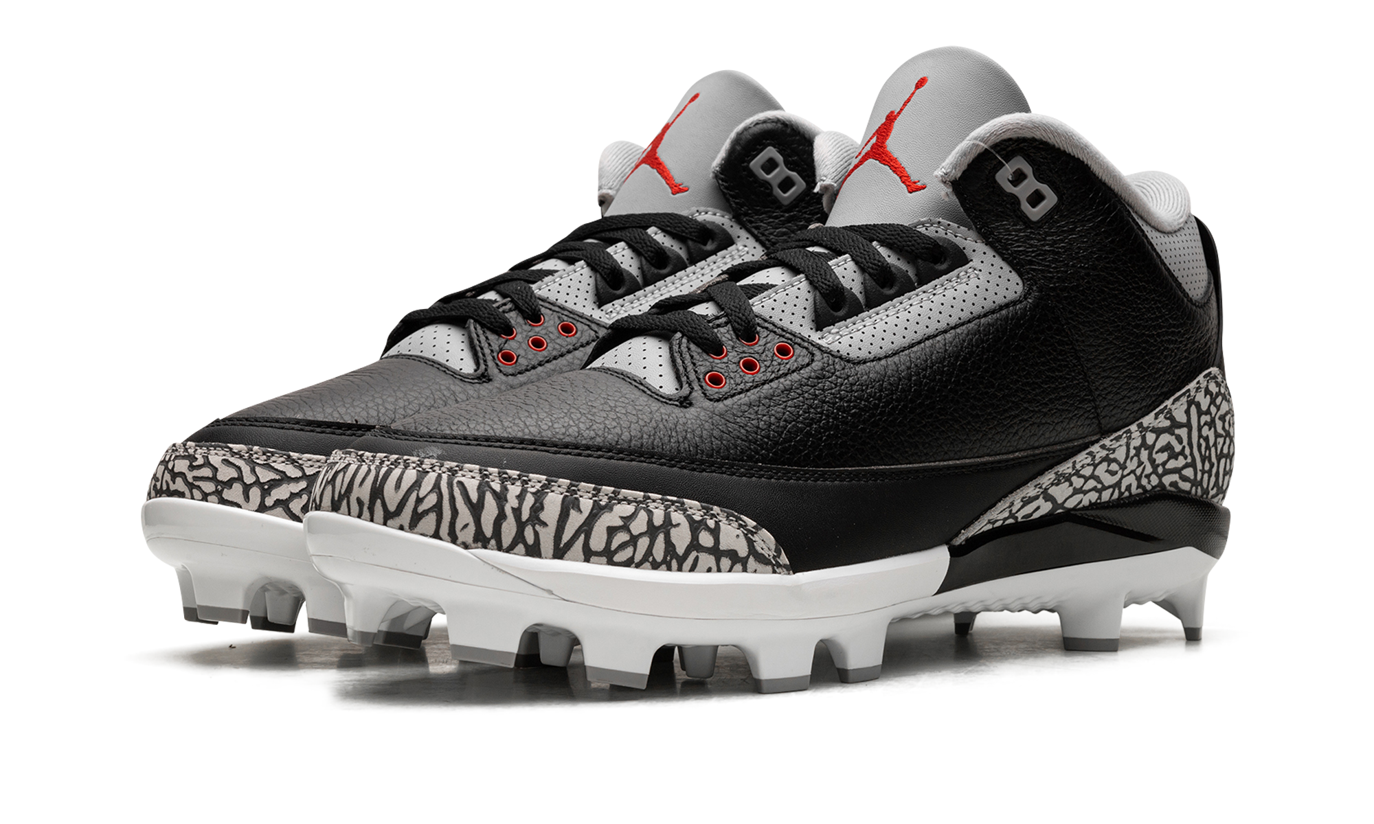 jordan 3 mid retro mcs black cement+FZ8627-001+diagnol left view