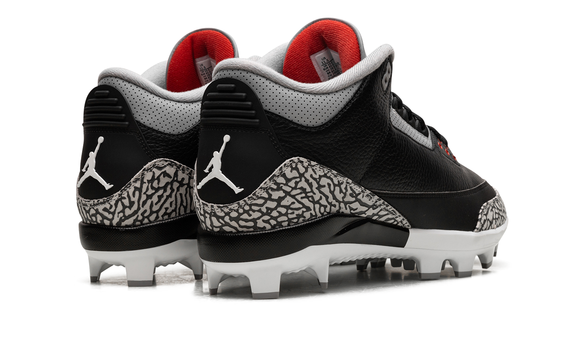 jordan 3 mid retro mcs black cement+FZ8627-001+diagnol right behind view
