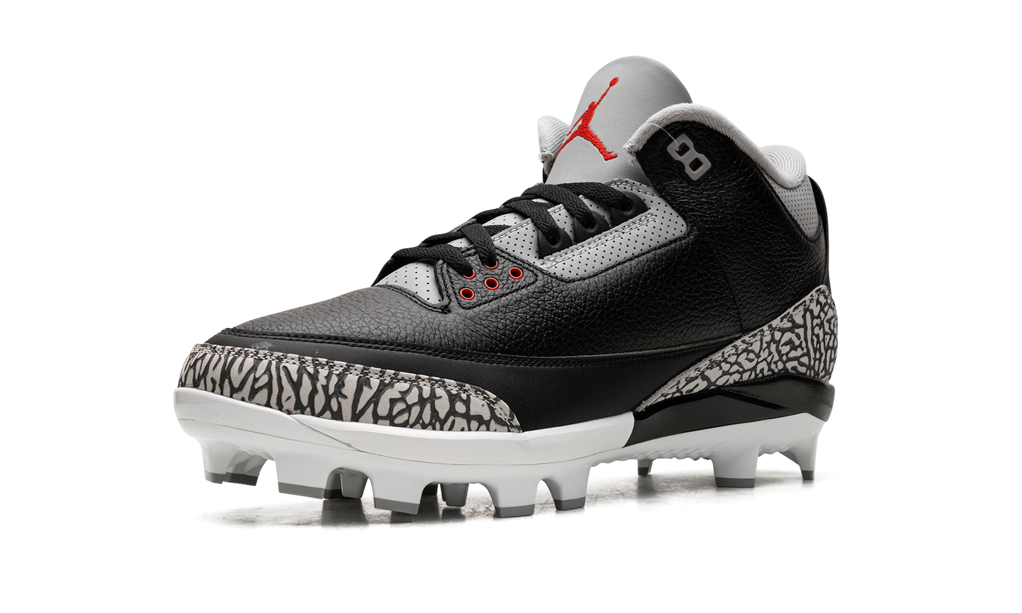 jordan 3 mid retro mcs black cement+FZ8627-001+left diagnol single view