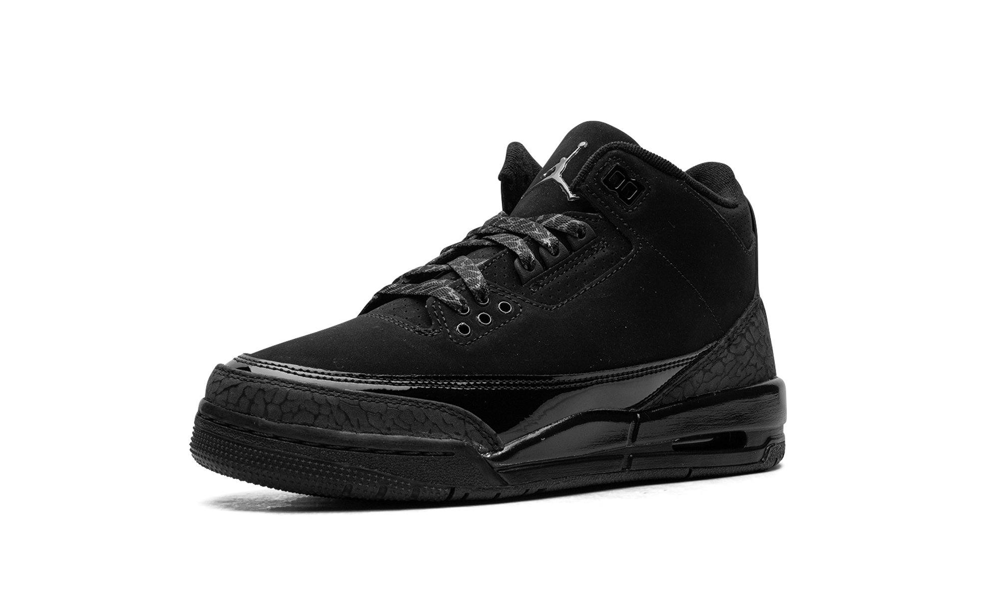 jordan 3 retro black cat 2025 gs+DM0967-001+left diagnol single view