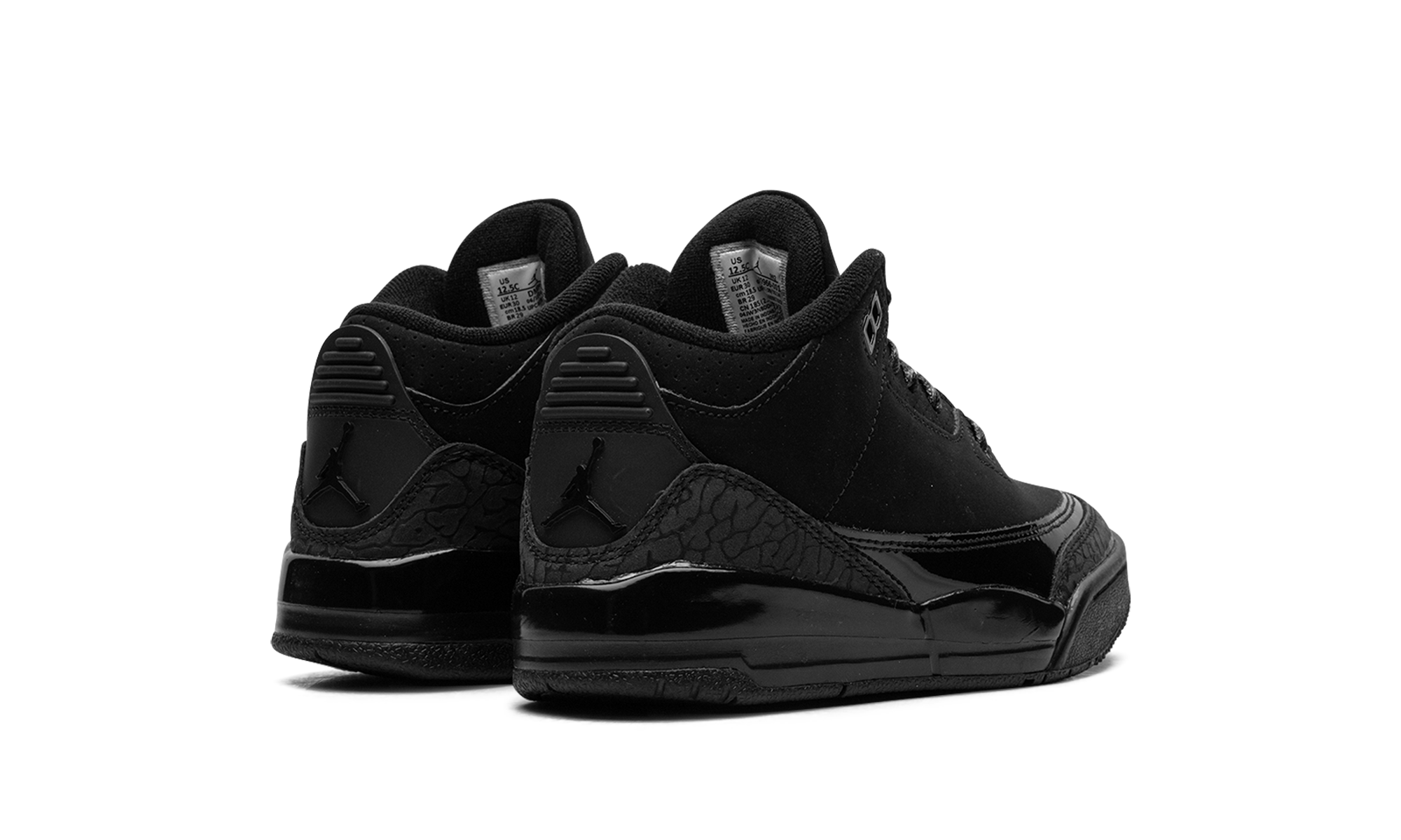 jordan 3 retro black cat 2025 ps+DM0966-001+diagnol right behind view