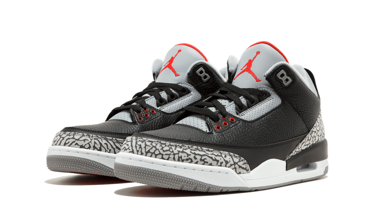 jordan 3 retro black cement 2018+854262-001+diagnol left view