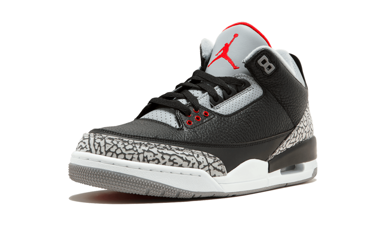 jordan 3 retro black cement 2018+854262-001+left diagnol single view