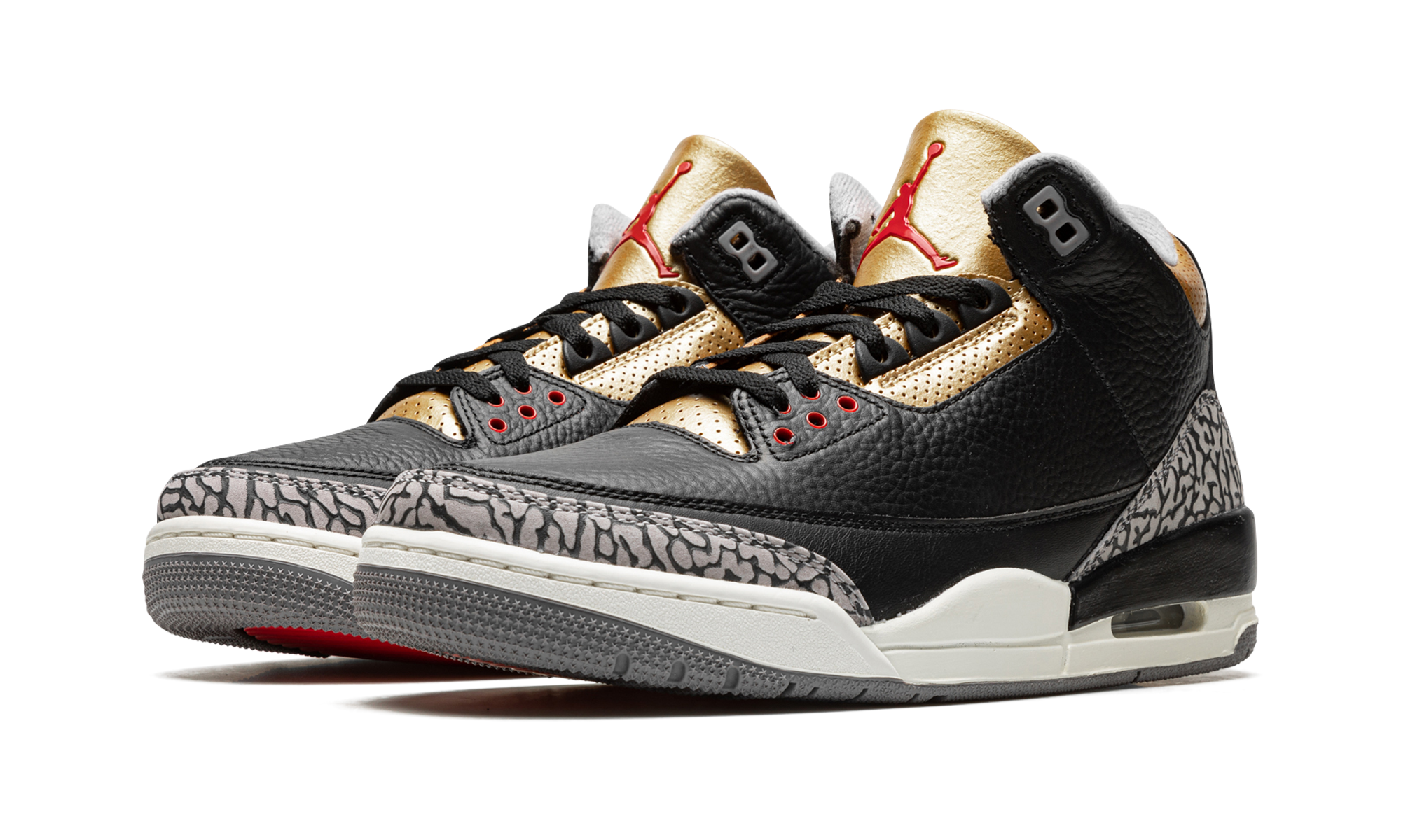 jordan 3 retro black cement gold women s+CK9246-067+diagnol left view