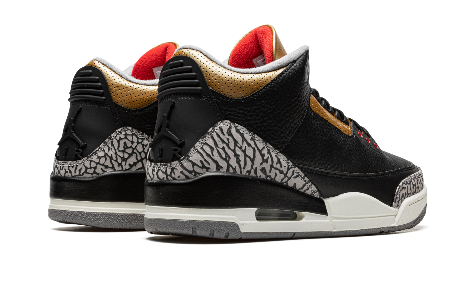 jordan 3 retro black cement gold women s+CK9246-067+diagnol right behind view