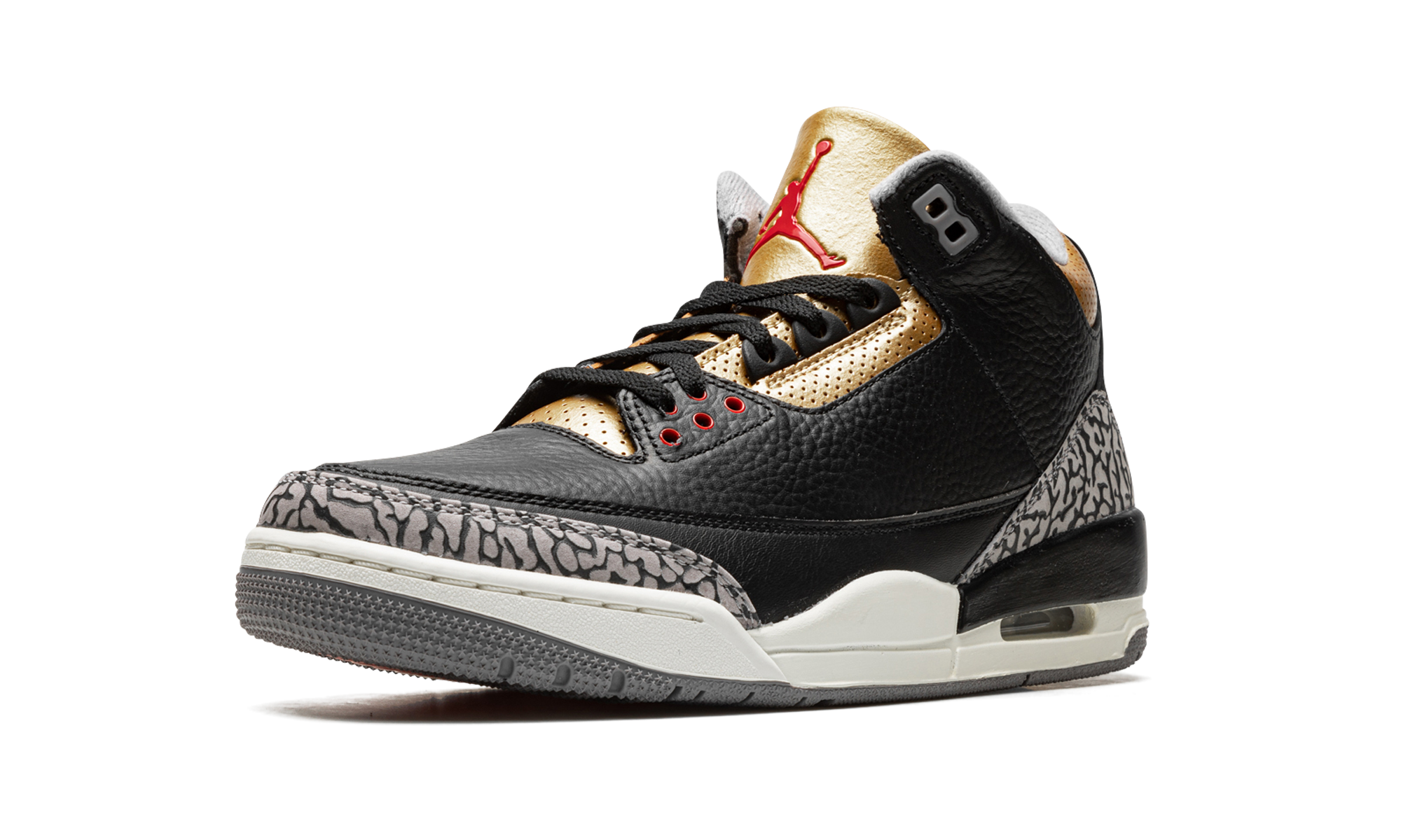 jordan 3 retro black cement gold women s+CK9246-067+left diagnol single view
