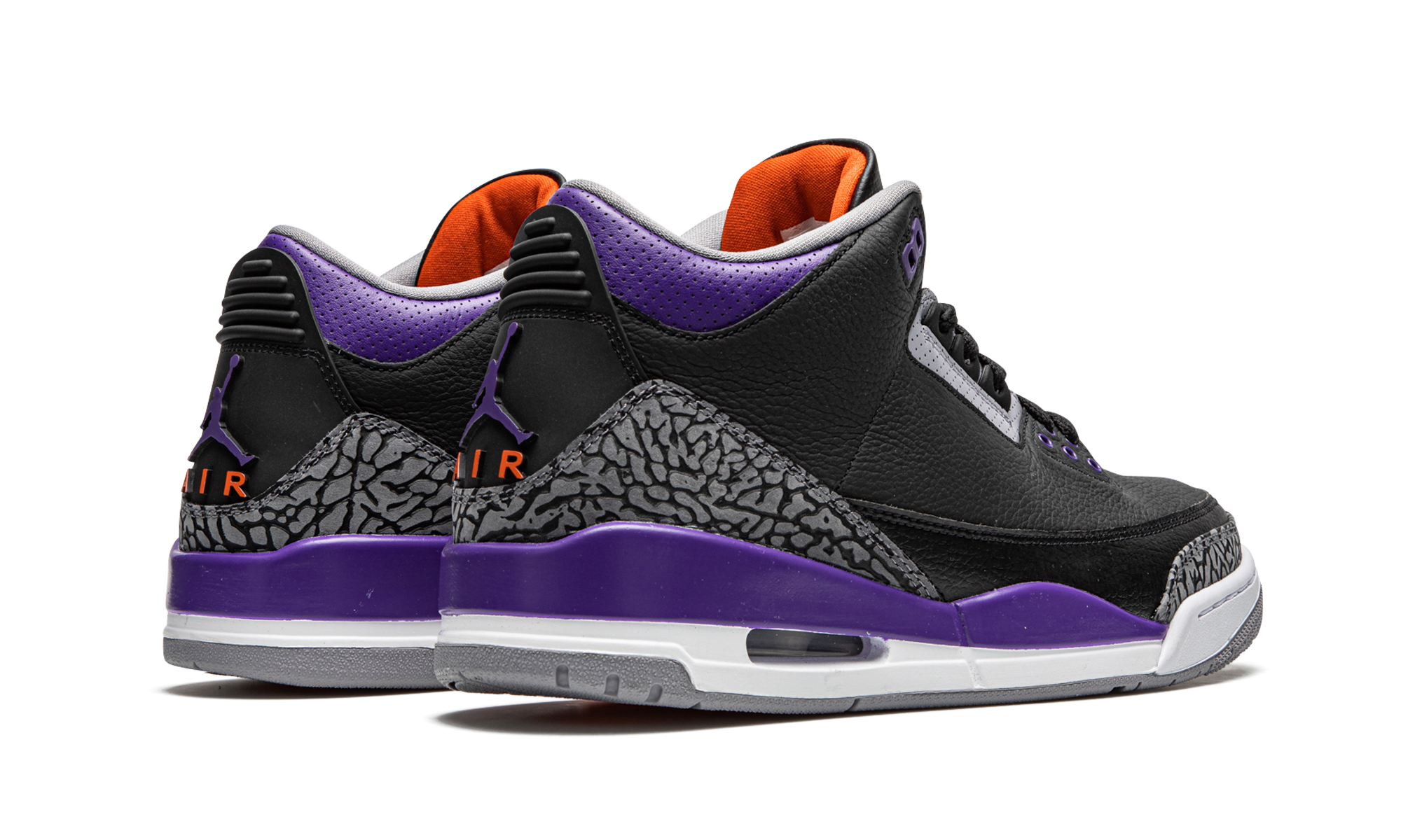 jordan 3 retro black court purple+CT8532-050+diagnol right behind view