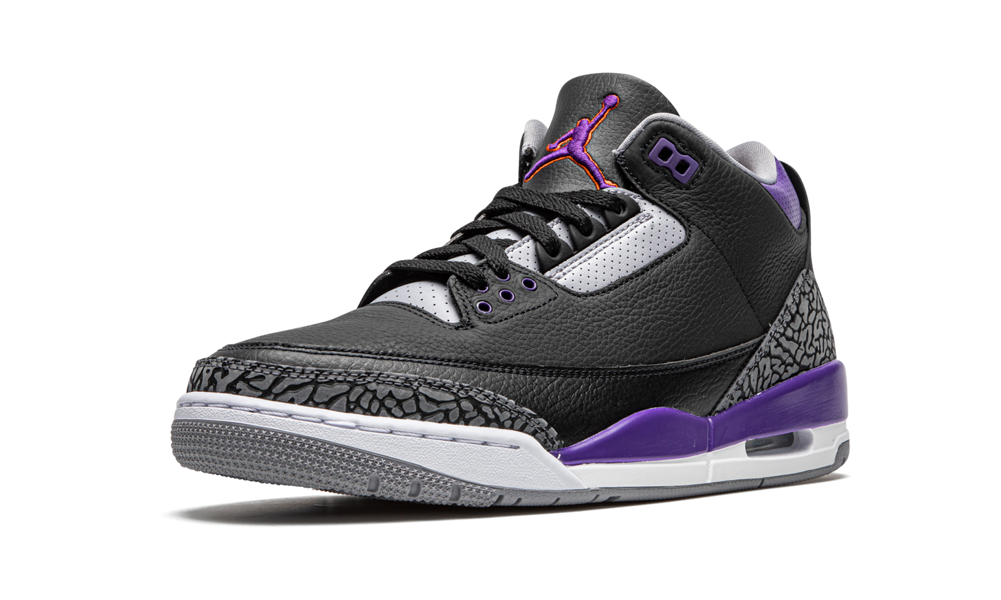 jordan 3 retro black court purple+CT8532-050+left diagnol single view