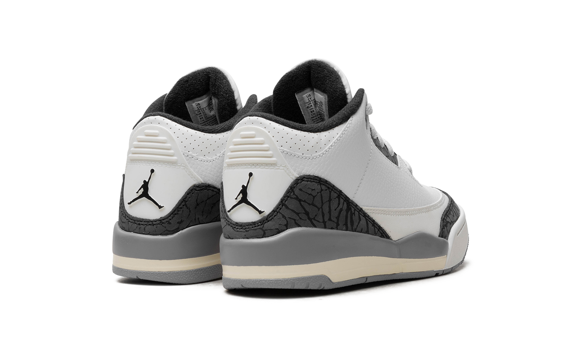 jordan 3 retro cement grey ps+DM0966-106+diagnol right behind view
