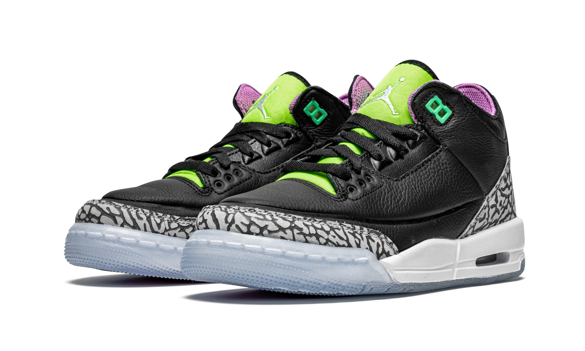 jordan 3 retro electric green gs+DA2304-003+diagnol left view