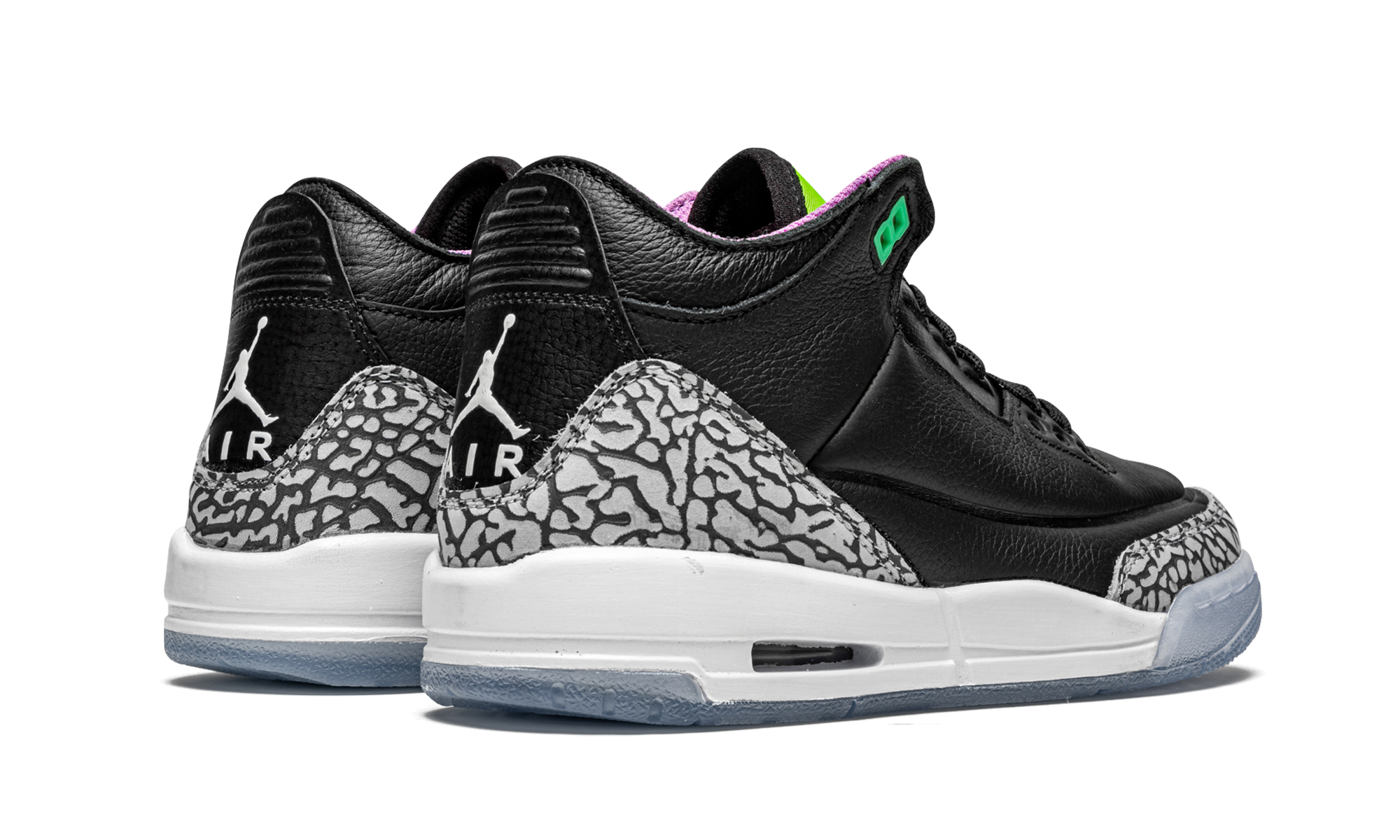 jordan 3 retro electric green gs+DA2304-003+diagnol right behind view