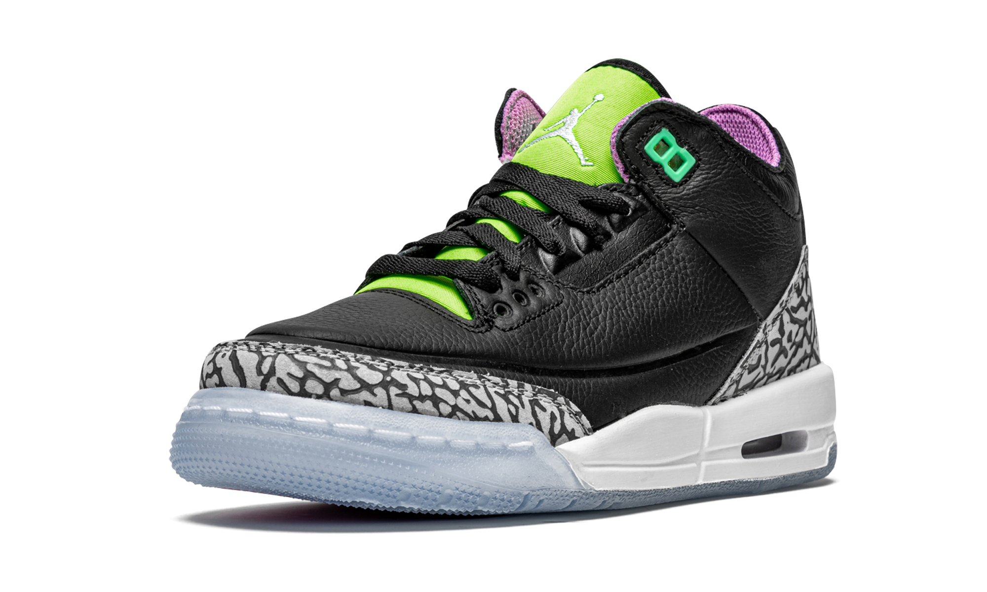 jordan 3 retro electric green gs+DA2304-003+left diagnol single view