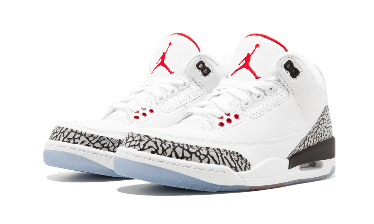 jordan 3 retro free throw line white cement+923096-101+diagnol left view